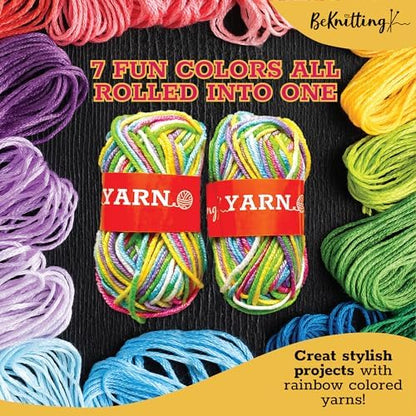 BeKnitting Learn to Knit Loom Kit - DIY Arts &amp; Crafts w/Round Loom, Yarn, Crochet Hook, &amp; Pen | for Kids &amp; Adults | Weaving